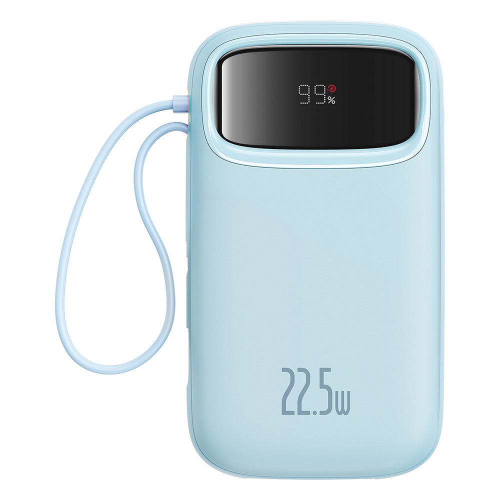Baterie externa Baseus Qpow Pro+ (P10055002313-00), Lightning, 2x Type-C, USB, 22.5W, 20000mAh, Cable Type-C, 30cm, Albastru