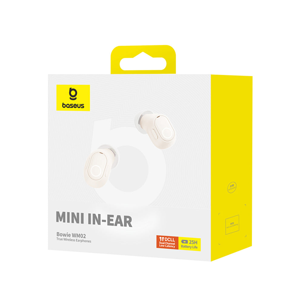 Casti Baseus Bowie WM02 (NGTW370202), Bluetooth 5.3, TWS, In-Ear, with Microphone, Crem Y White