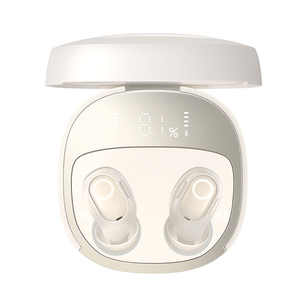 Casti Baseus WM02+ (NGTW370302), True Wireless Stereo, Bluetooth V5.3, Smart Display, Crem Y White
