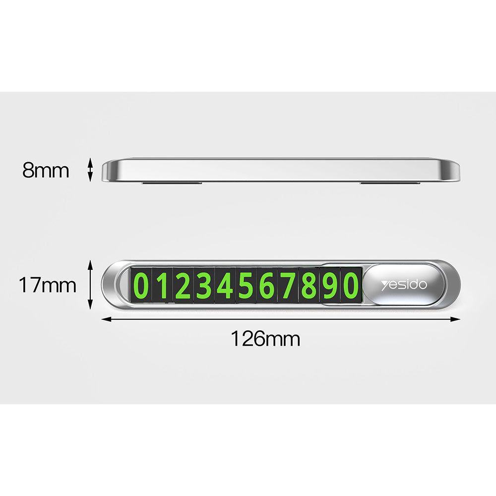 Gadget Yesido Parking Number (C88), for Dashboard, Number Hiding, Fluorescent Digits, Weather-Resistant, 3M Adhesive, Negru