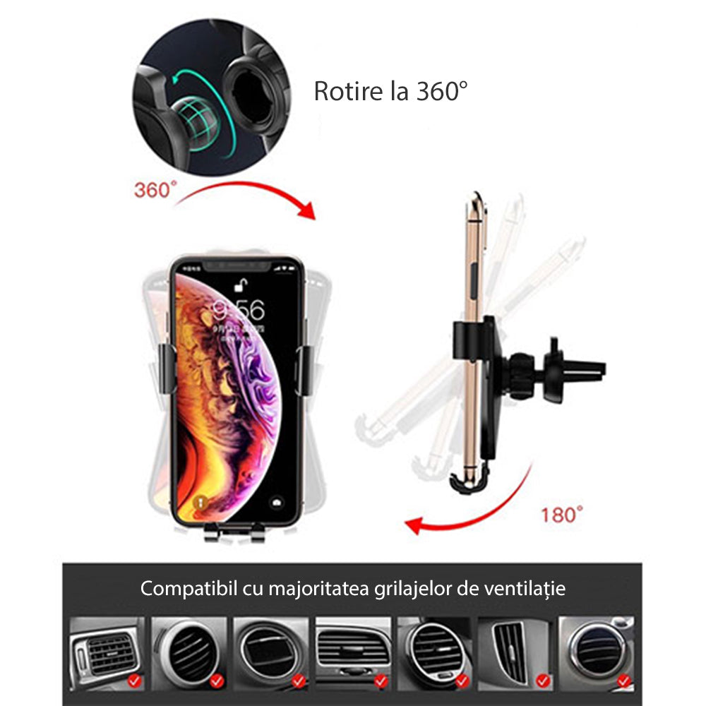 Suport Yesido (C87), Gravity Grip for Air Vent, Negru