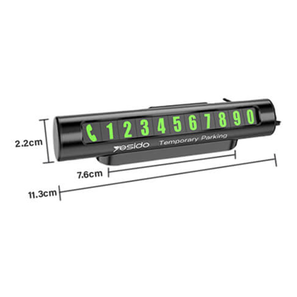 Gadget Yesido Parking Number (C68), for Dashboard, Fluorescent Digits, Number Hiding, Weather-Resistant, Aluminum Alloy, Negru