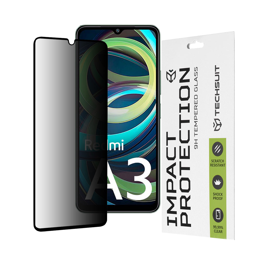 Folie de protectie Techsuit 111D Privacy Full Glue compatibil cu Xiaomi Redmi A3 / Redmi A3x, Negru