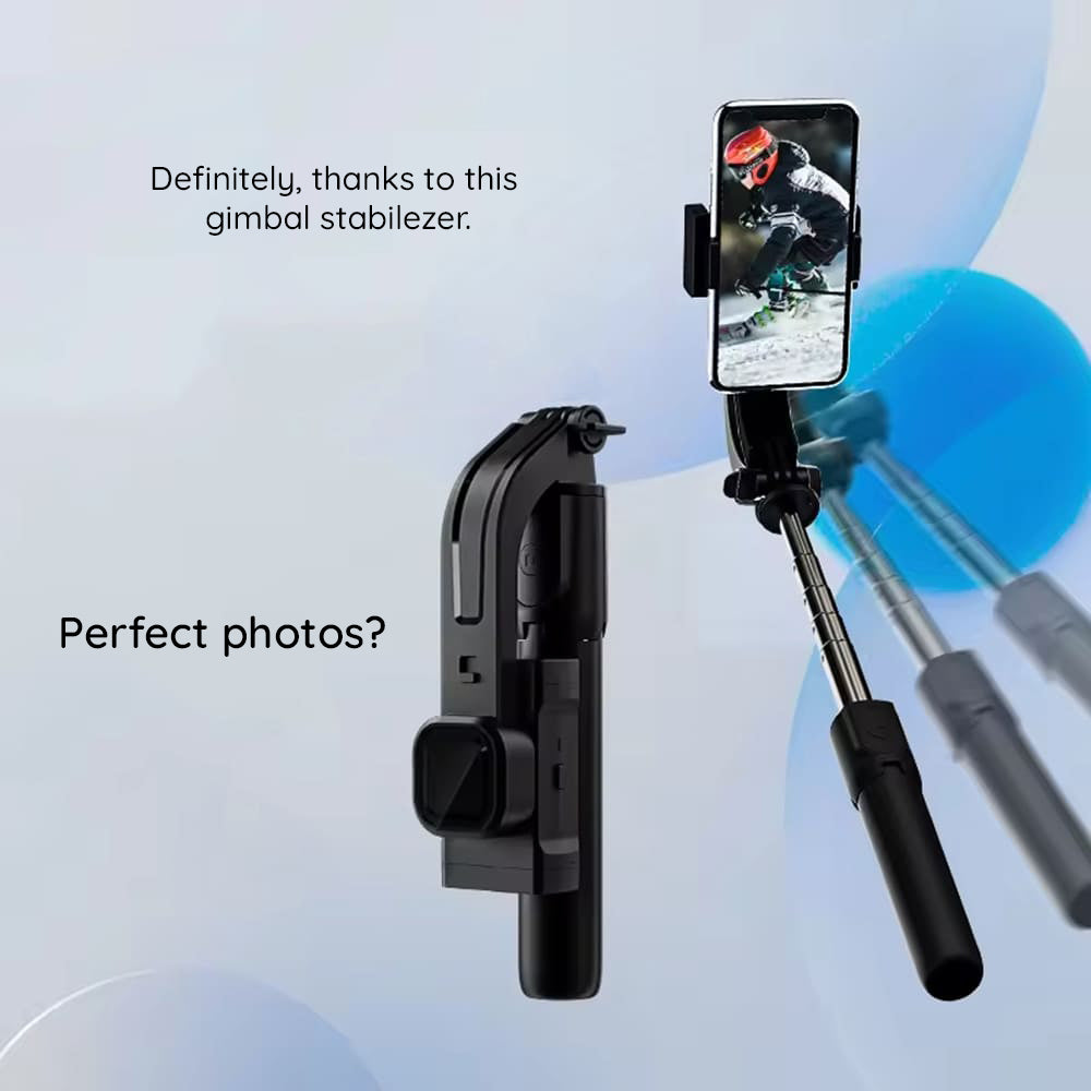 Suport Techsuit Selfie Stick Gimbal (C06), Compact Tripod Mount with Bluetooth Remote Control, LED Fill Light, 360, 76cm, Negru