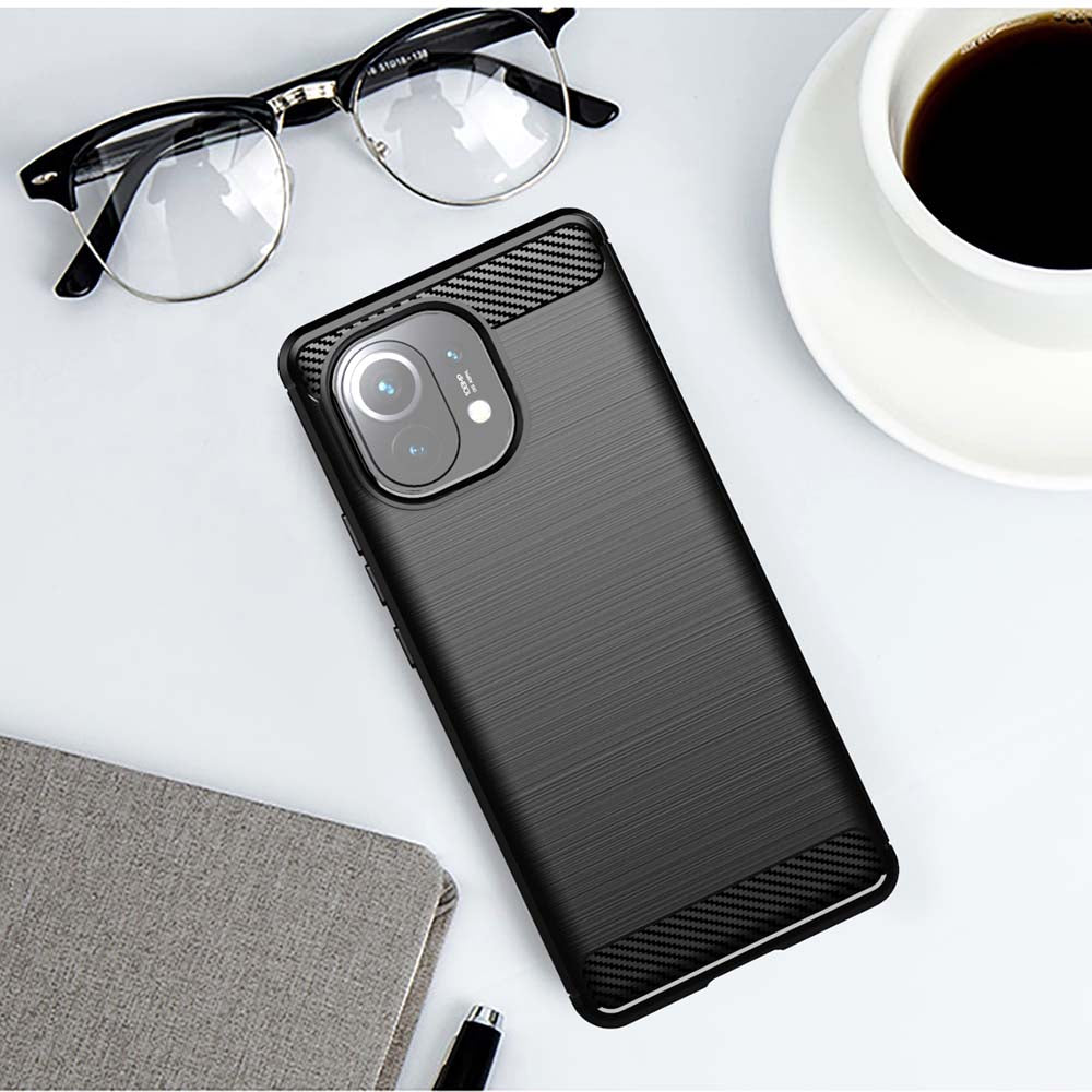 Husa de protectie Techsuit Carbon Silicone compatibil cu Xiaomi Mi 11 Lite 4G / Mi 11 Lite 5G / 11 Lite 5G NE, Negru