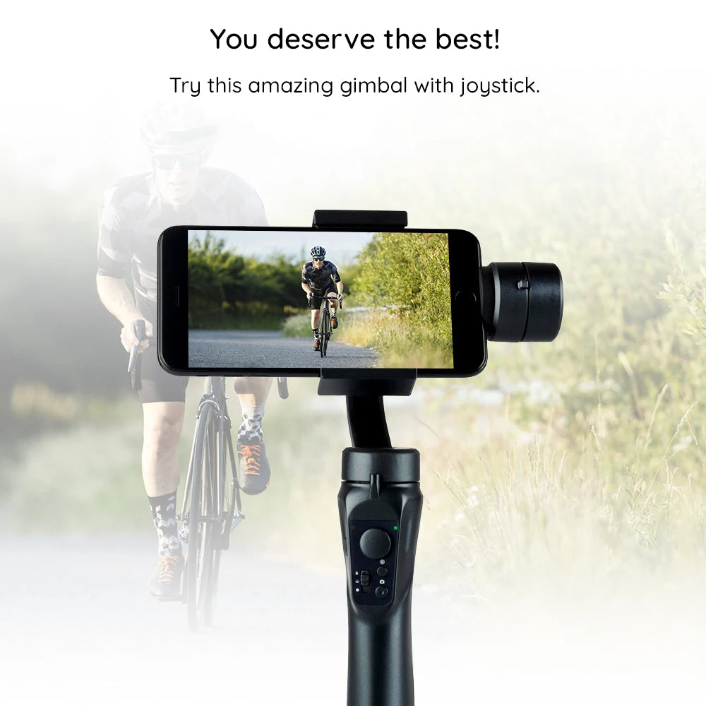 Suport Techsuit Phone Gimbal (H4), with 3 Axis Handheld, Joystick, Micro-USB, 6.1inch Max, Aluminum Alloy, 2200mAh, Negru