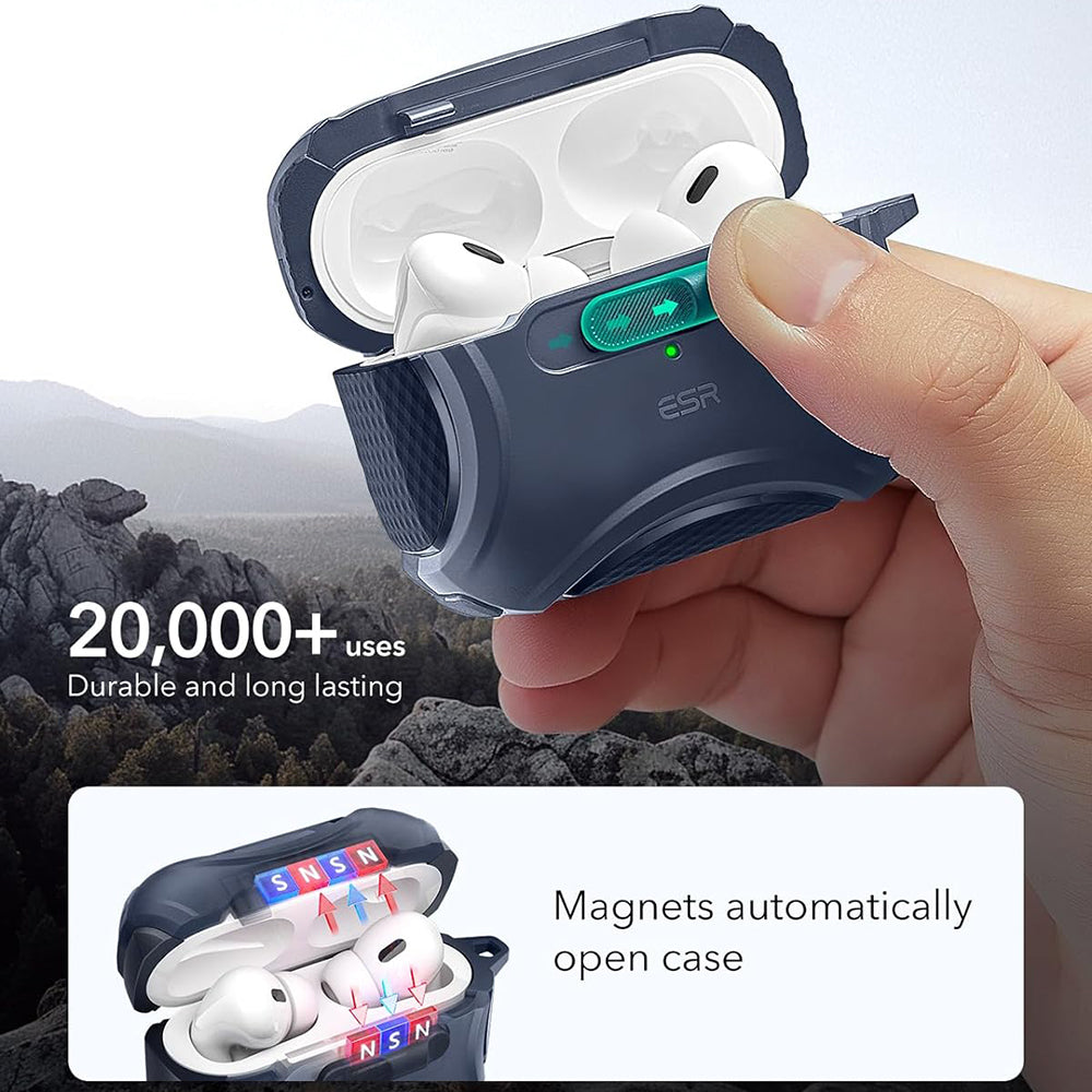 Casti ESR Cyber Magnetic Lock Case HaloLock, Apple AirPods Pro 1 / 2, Albastru