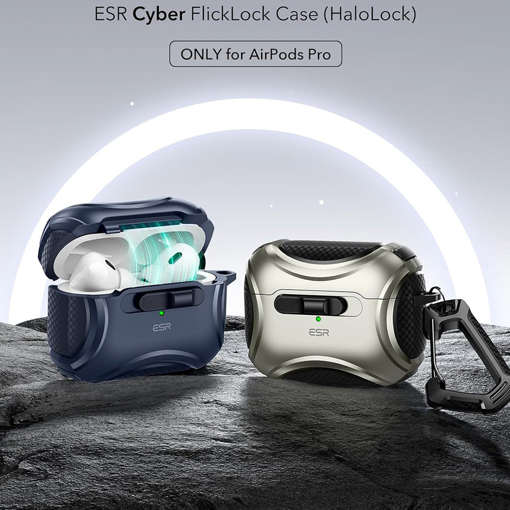 Casti ESR Cyber Magnetic Lock Case HaloLock, Apple AirPods Pro 1 / 2, Albastru