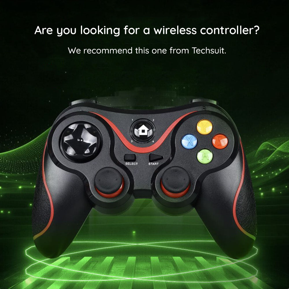 Accesoriu gaming Techsuit Wireless Controller (V8), Bluetooth V4.0, 2.4G, 400mAh, Rosu