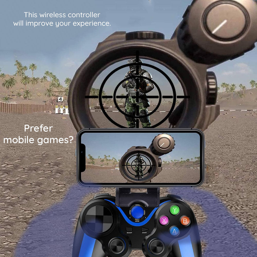 Accesoriu gaming Techsuit Wireless Controller (V13), Bluetooth V4.0, 2.4G, 400mAh, Universal, Albastru