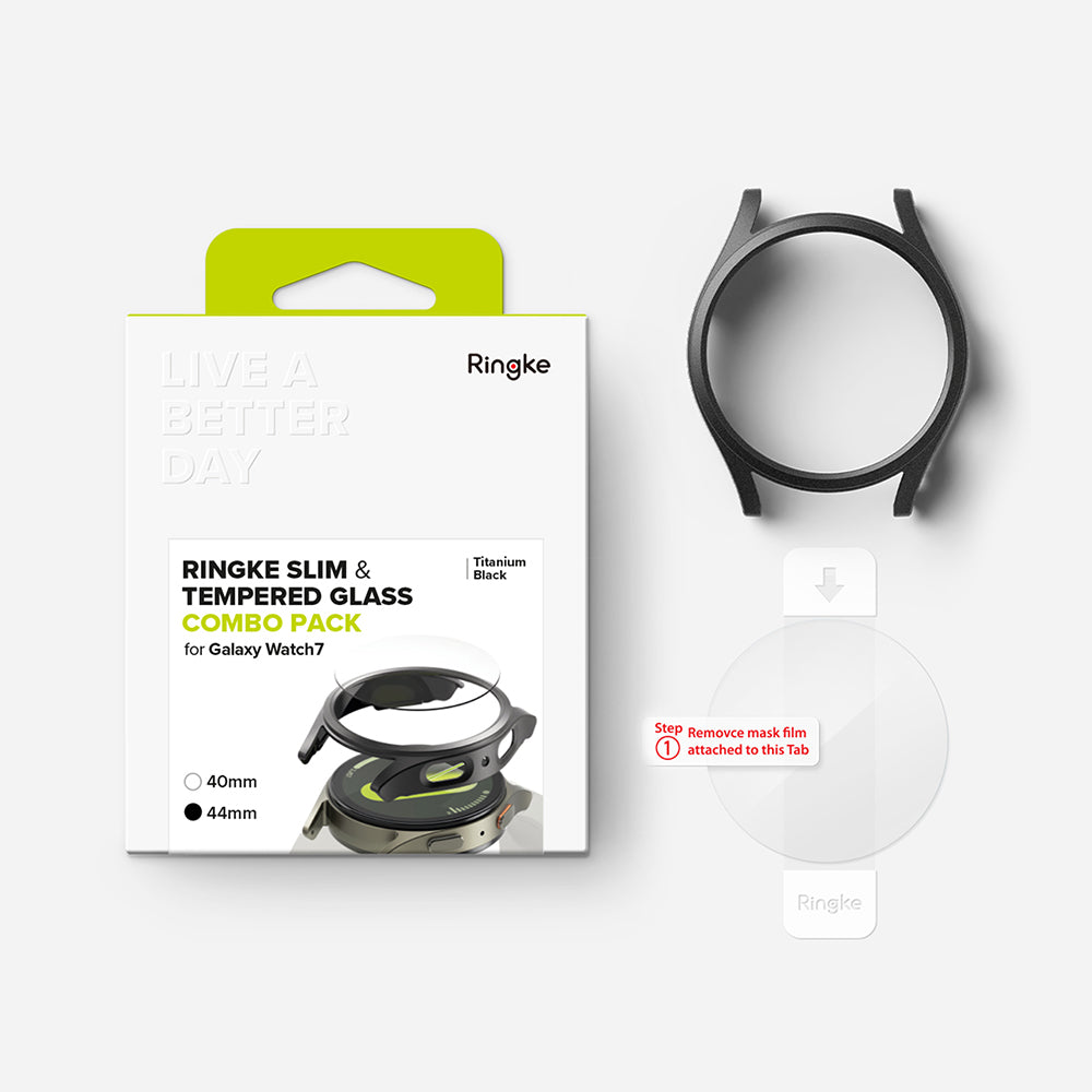 Folie de protectie smartwatch Ringke Slim + Screen Protector compatibil cu Samsung Galaxy Watch7 44mm, Titanium Black