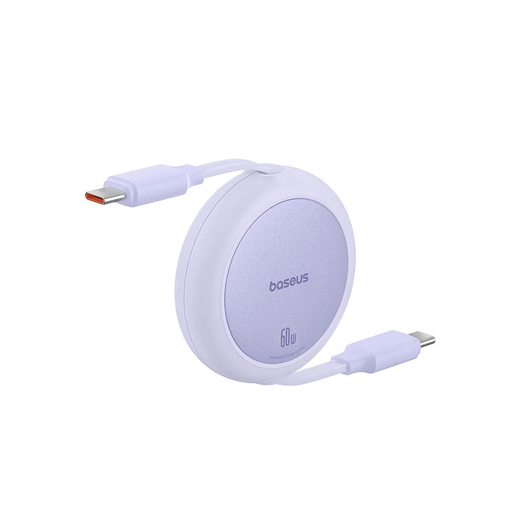 Cablu Baseus Free2Pull Mini (P10364500511-01), Type-C to Type-C, 60W, 1m, Retractable, Nebula Purple