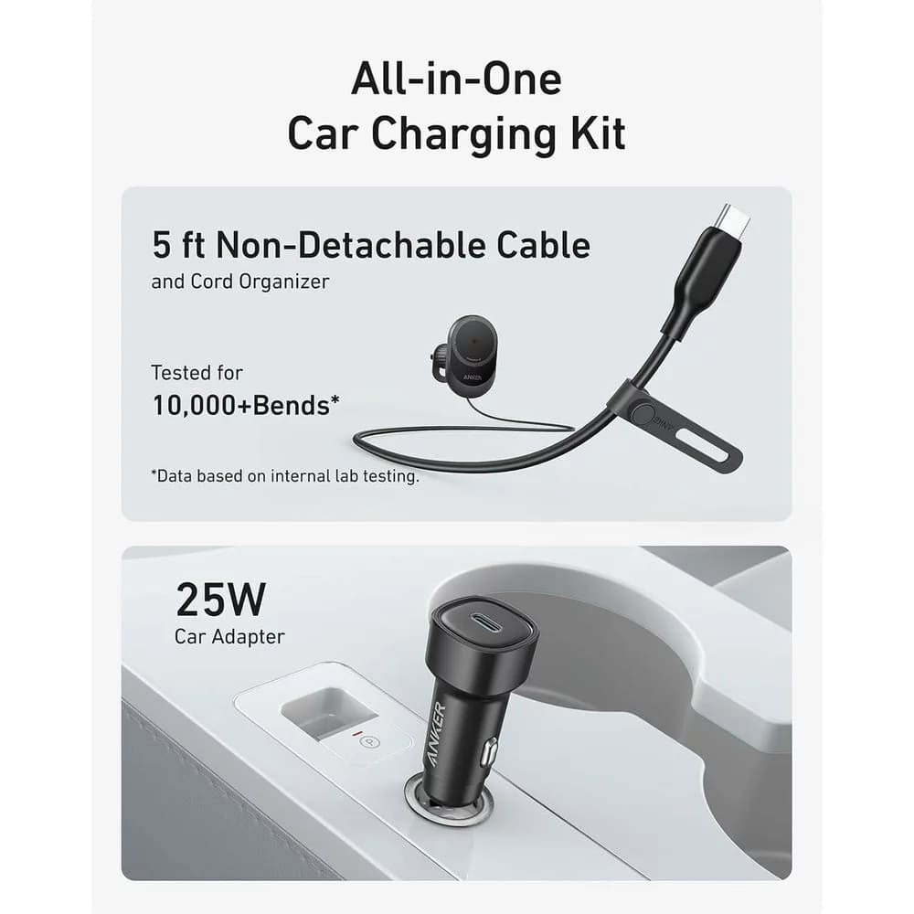 Suport Anker with Wireless Charging MagGo (B2932G11), Magnetic Grip for Air Vent, 360° Rotation, Type-C, 15W, Negru