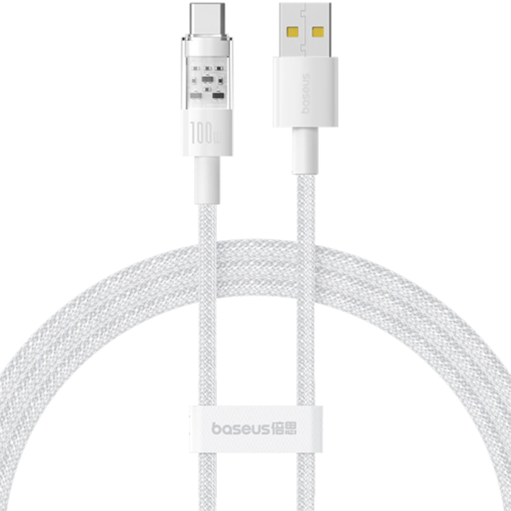 Cablu Baseus Gem (P10373002211-01), USB to Type-C, Super Fast Charging 100W, 2m, Moon White