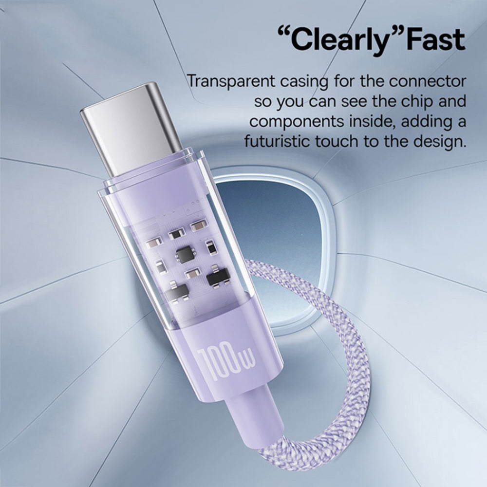 Cablu Baseus Gem (P10373002511-01), USB to Type-C, Super Fast Charging 100W, 2m, Nebula Purple