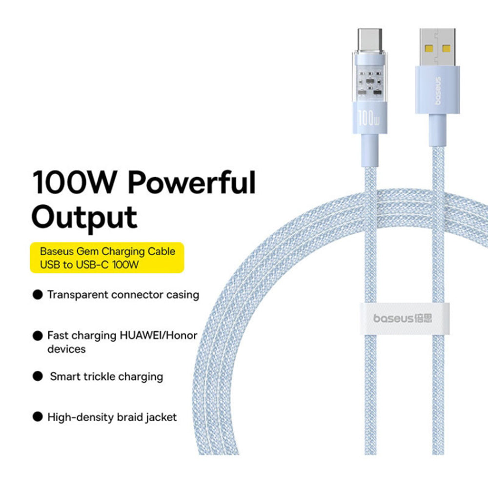 Cablu Baseus Gem (P10373002311-01), USB to Type-C, Super Fast Charging 100W, 2m, Galaxy Blue