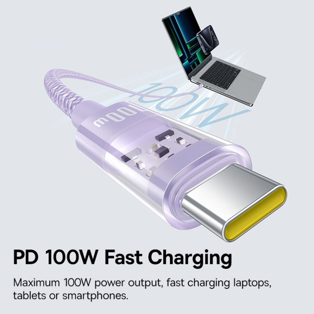 Cablu Baseus Gem (P10373000511-00), Type-C to Type-C, Super Fast Charging 100W, 1m, Nebula Purple