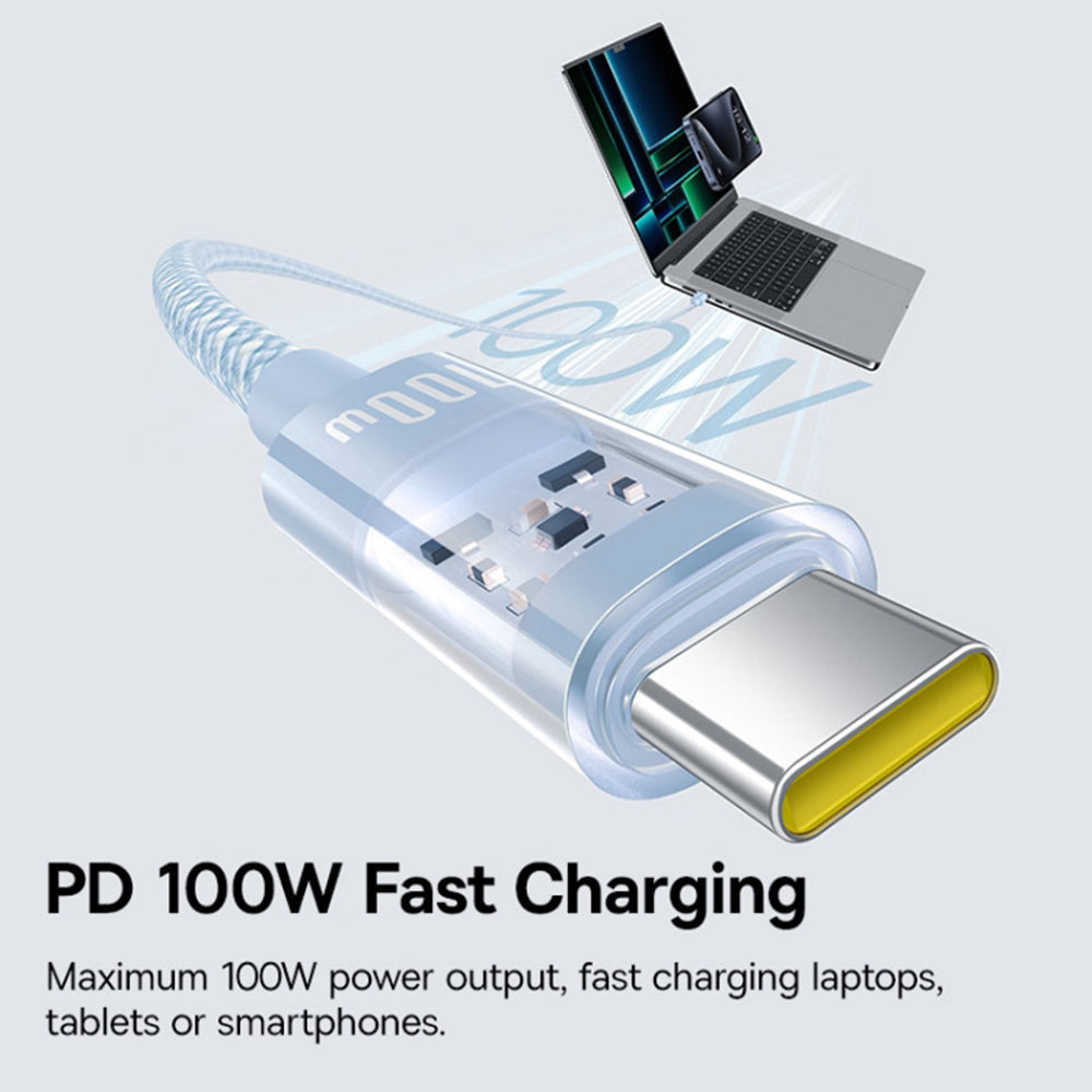 Cablu Baseus Gem (P10373000311-01), Type-C to Type-C, Super Fast Charging 100W, 2m, Galaxy Blue