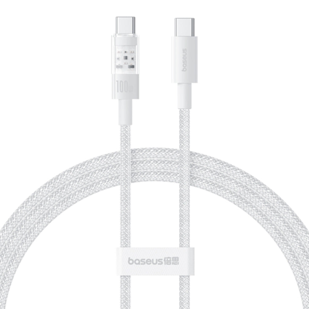 Cablu Baseus Gem (P10373000211-01), Type-C to Type-C, Super Fast Charging 100W, 2m, Moon White