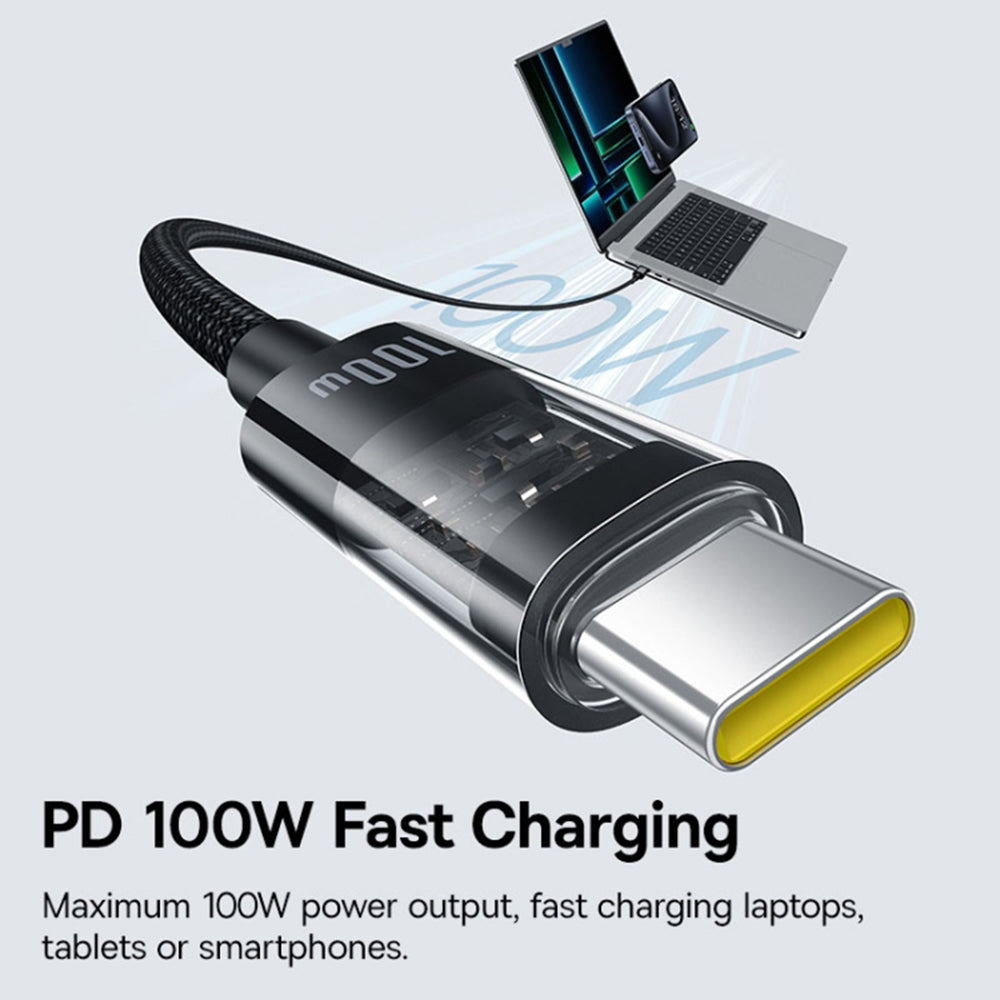 Cablu Baseus Gem (P10373000111-01), Type-C to Type-C, Super Fast Charging 100W, 2m, Cluster Black