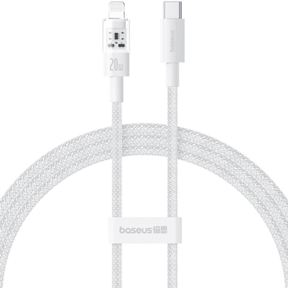 Cablu Baseus Gem (P10373001211-01), USB-C to Lightning, Fast Charging 20W, 2m, Moon White