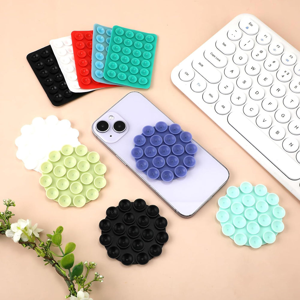 Suport Techsuit Phone (SO-CUP), Suction Pad for Selfies, Silicone, Adhesive Mount, Round Shape, Portocaliu