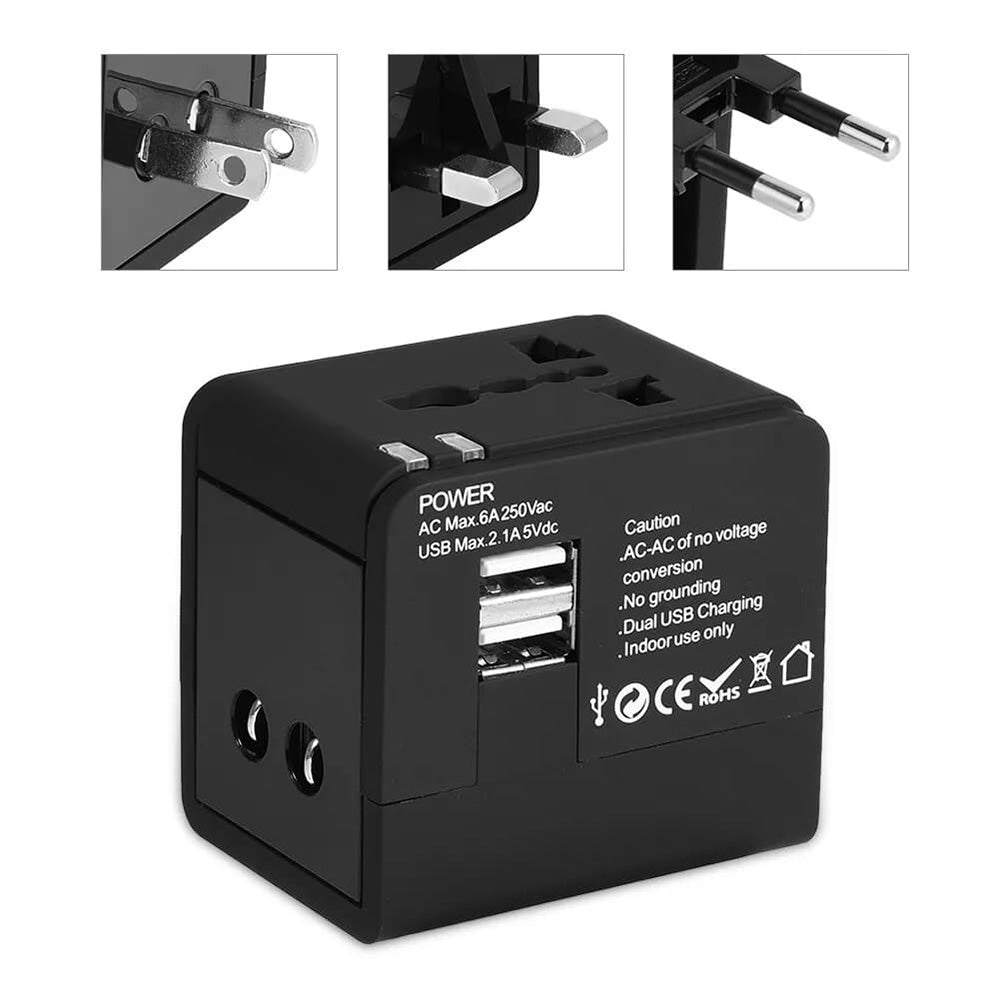 Incarcator Techsuit Travel Adapter (HHT148), PD20W, QC, USB, Type-C, EU, UK, AUS, US, Negru