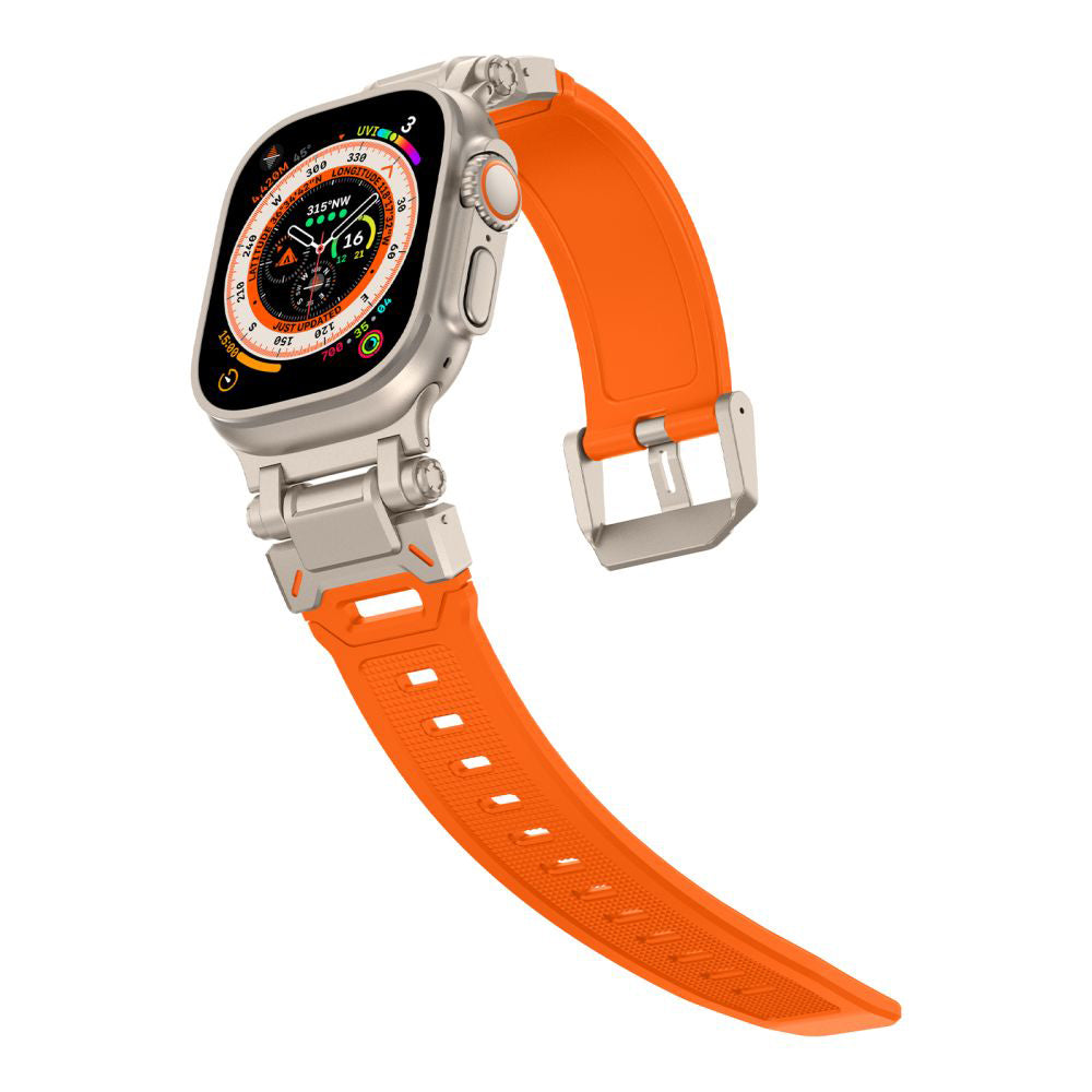 Curea smartwatch Techsuit Watchband (W064) compatibil cu Apple Watch 1/2/3/4/5/6/7/8/9/10/11/SE/SE 2/SE 3/Ultra/2/3 (42/44/45/46/49mm), Argintiu Orange