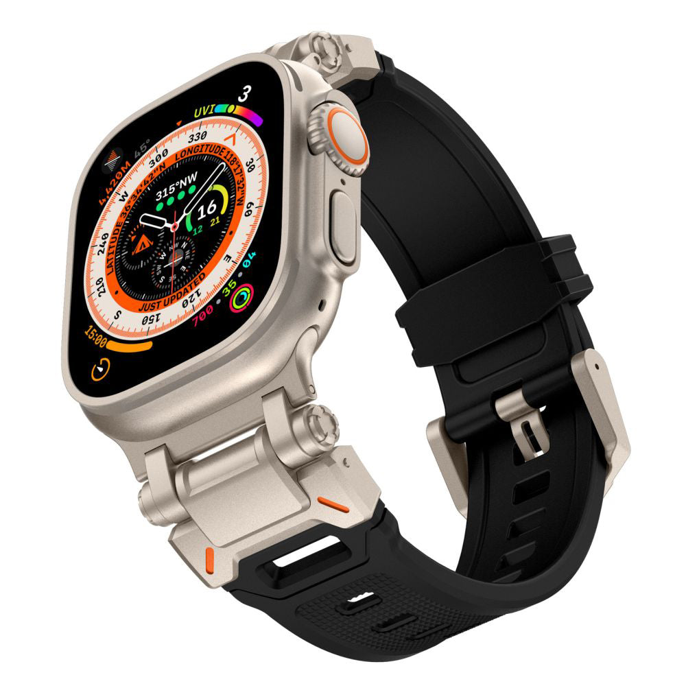 Curea smartwatch Techsuit Watchband (W064) compatibil cu Apple Watch 1/2/3/4/5/6/7/8/9/10/11/SE/SE 2/SE 3/Ultra/2/3 (42/44/45/46/49mm), Argintiu Black