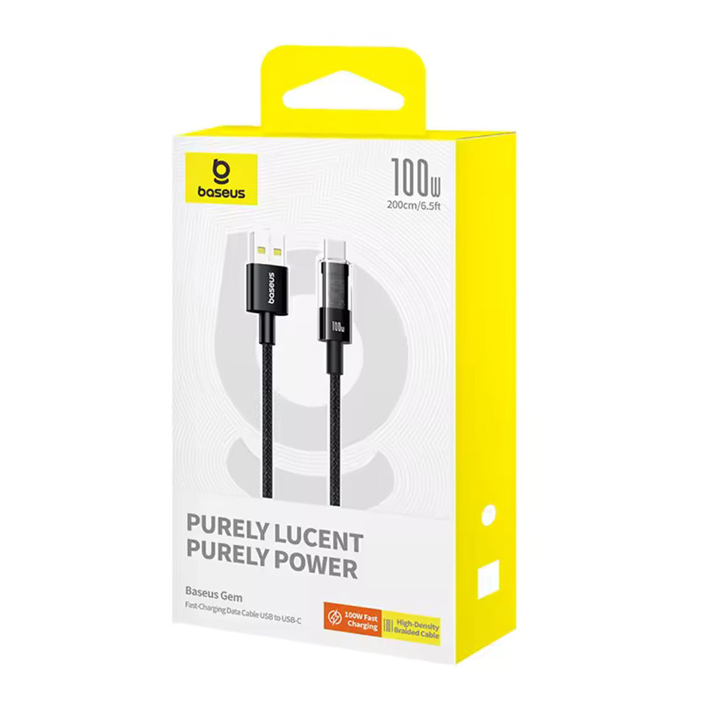 Cablu Baseus Gem (P10373002111-01), USB to Type-C, Super Fast Charging 100W, 2m, Cluster Black