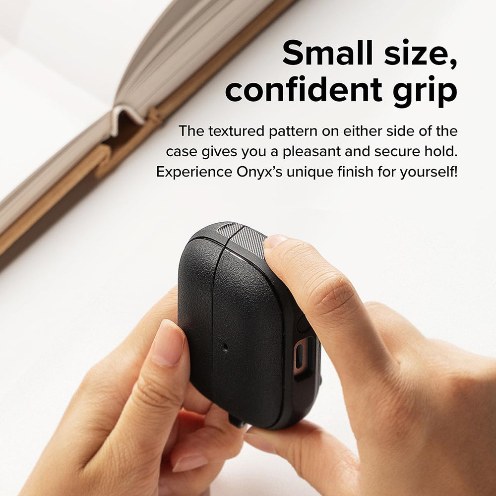Casti Ringke Protection Case Onyx Magnetic, for Samsung Galaxy Buds 3 / 3 Pro / 3 FE, Non-Slip Texture, Carabiner Hole, Negru