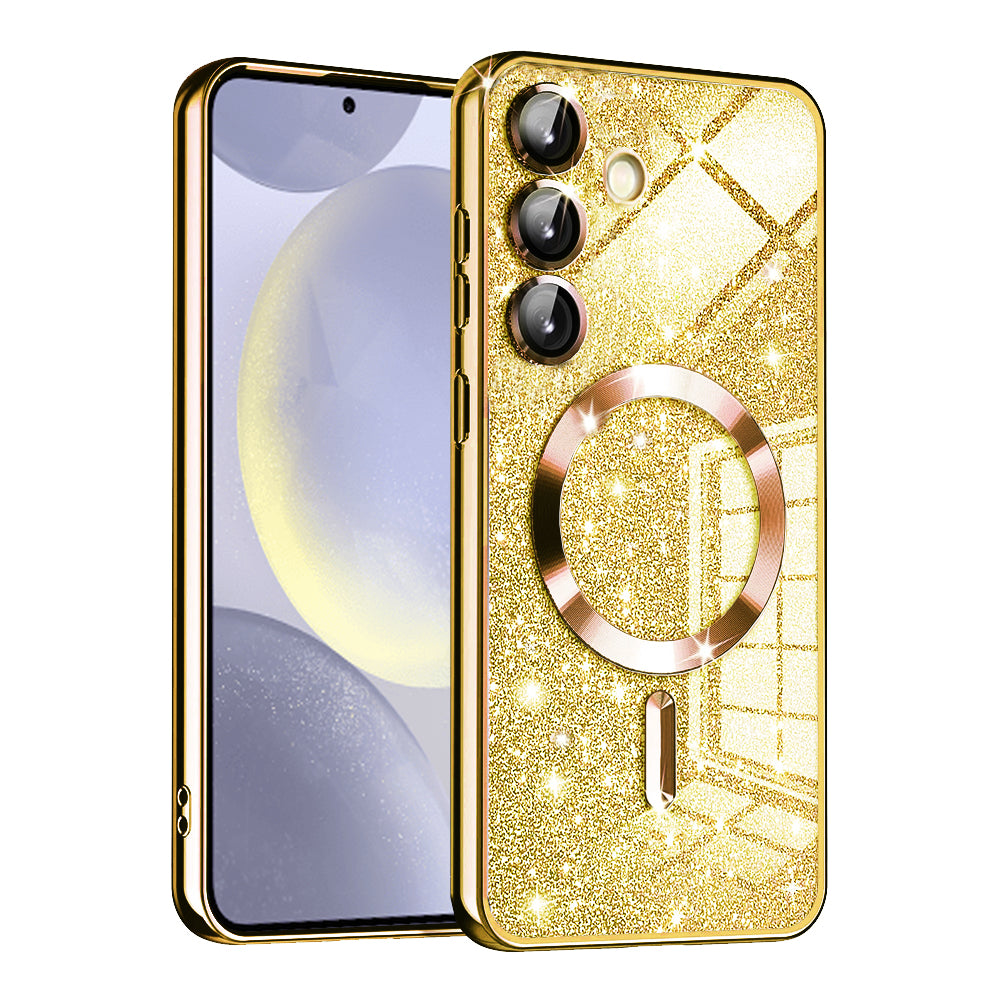 Husa de protectie Techsuit Luxury Glitter MagSafe compatibil cu Samsung Galaxy S24, Auriu