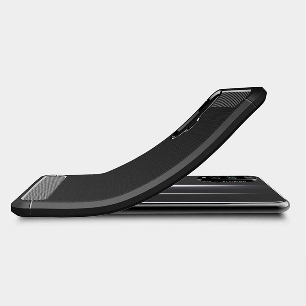 Husa de protectie Techsuit Carbon Silicone compatibil cu Huawei nova 5T / Honor 20, Negru