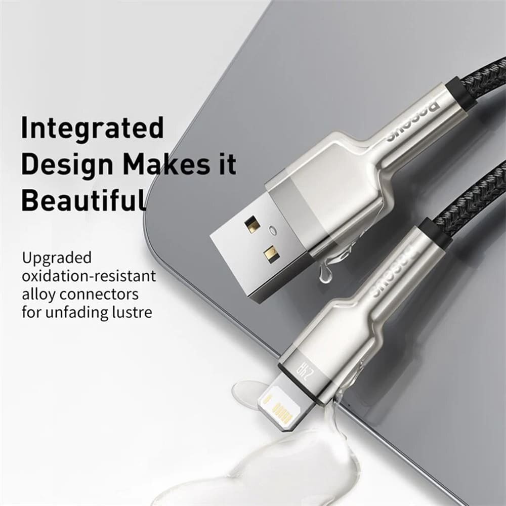 Cablu Baseus Cafule Series Metal (CALJK-B01), USB to Lightning 2.4A, 2m, Negru