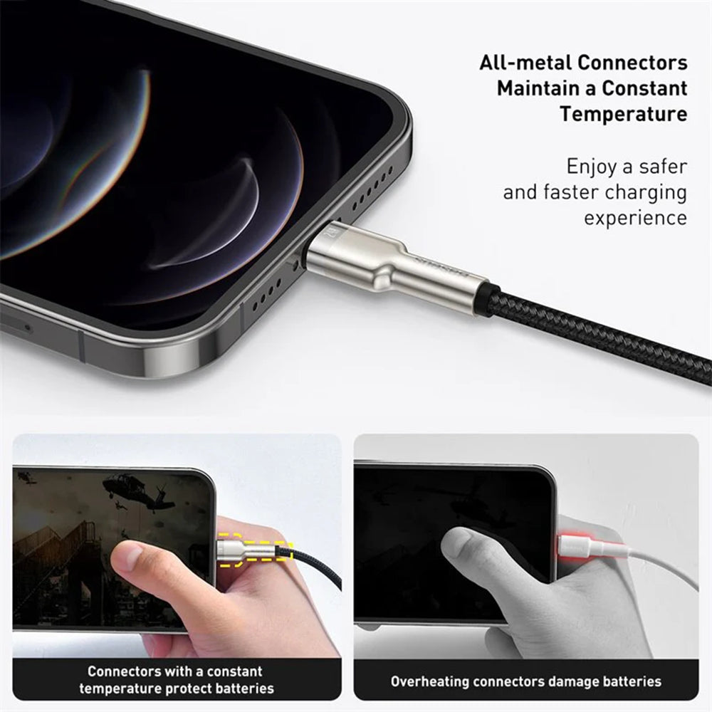 Cablu Baseus Cafule Series Metal (CALJK-B01), USB to Lightning 2.4A, 2m, Negru
