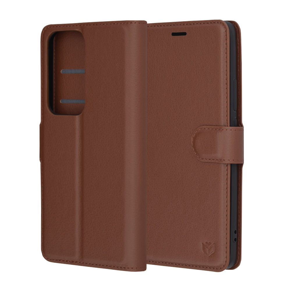 Husa de protectie Techsuit Leather Folio compatibil cu Oppo Reno12, Maro
