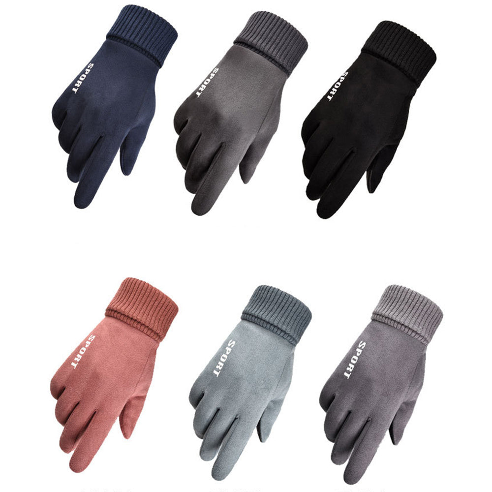 Techsuit Touchscreen Gloves Suede (ST0009), PU Leather, Plush Interior, Albastru