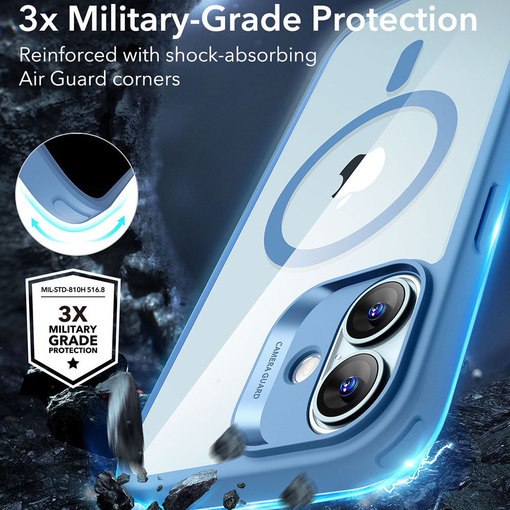 Husa de protectie ESR Classic Hybrid HaloLock compatibil cu iPhone 16, Transparent Blue