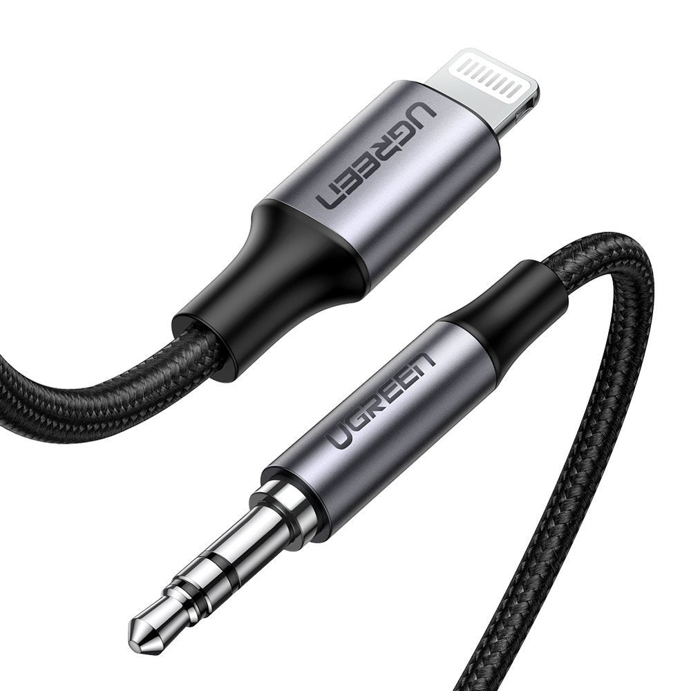 Adaptor Ugreen Audio Cable Aluminium Shell US315 (70509), Lightning to Jack 3.5mm, MFi Certified, 1m, Negru