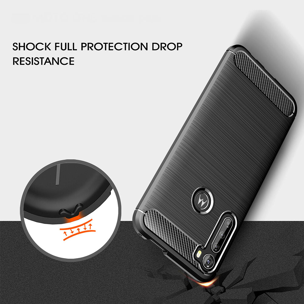 Husa de protectie Techsuit Carbon Silicone compatibil cu Motorola One Fusion Plus, Negru