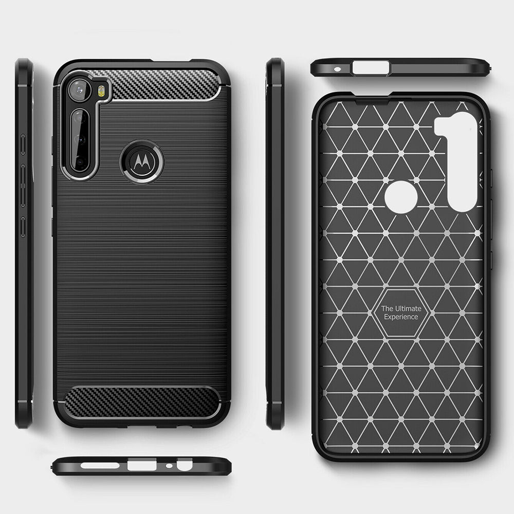 Husa de protectie Techsuit Carbon Silicone compatibil cu Motorola One Fusion Plus, Negru