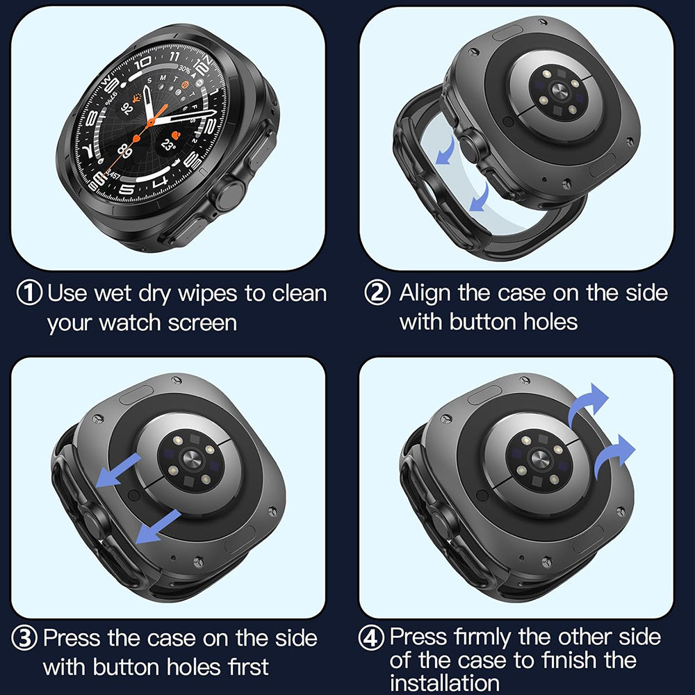 Folie de protectie smartwatch Techsuit Defense360 Pro + Screen Protector compatibil cu Samsung Galaxy Watch Ultra (47mm), Negru