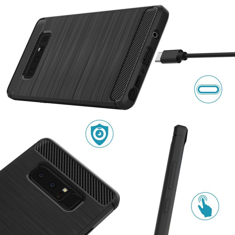 Husa de protectie Techsuit Carbon Silicone compatibil cu Samsung Galaxy Note 8, Negru