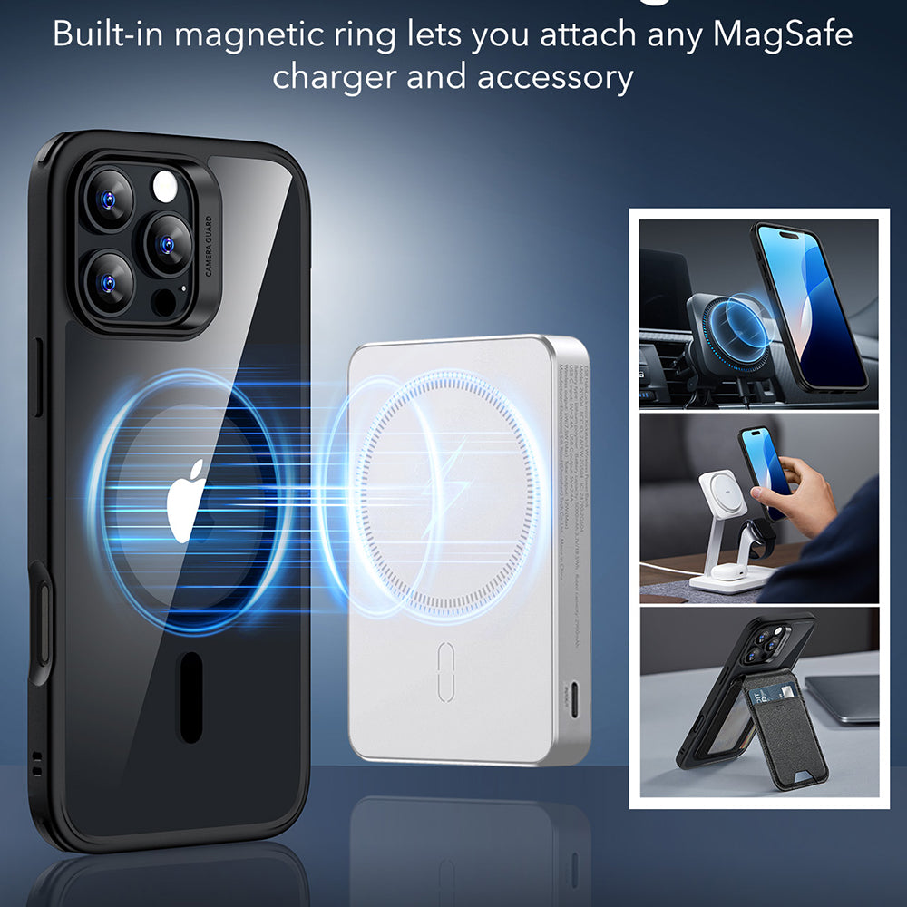Husa de protectie ESR Classic Hybrid HaloLock compatibil cu iPhone 16 Pro Max, Transparent Black