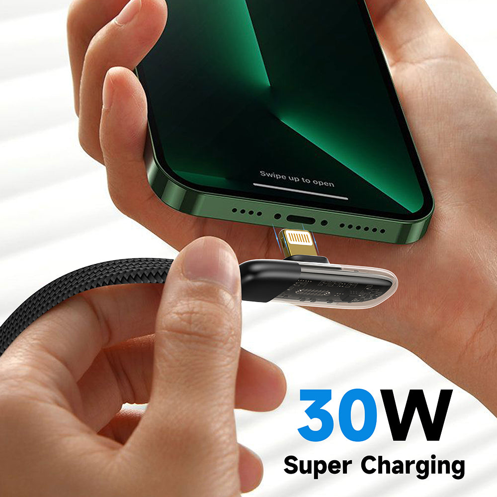 Cablu Lito (LD11C), USB to Type-Cn Fast Charging, Angled Design, Gold Plated Interface, 2.4A, 1m, Negru
