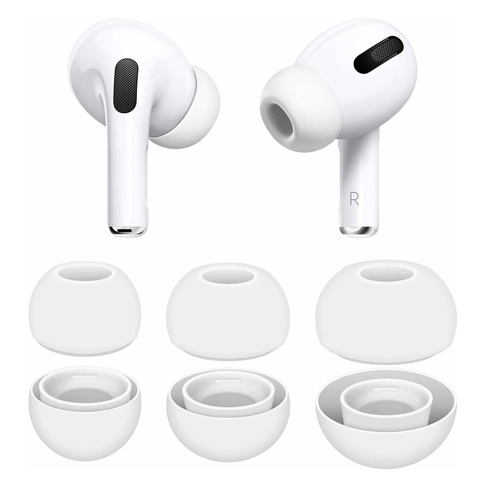Casti Techsuit (set de 3) Replacement Ear Tips AirVibe (ET1), for Apple AirPods Pro 1 / 2, Premium Silicone XS, S, L Sizes, Alb