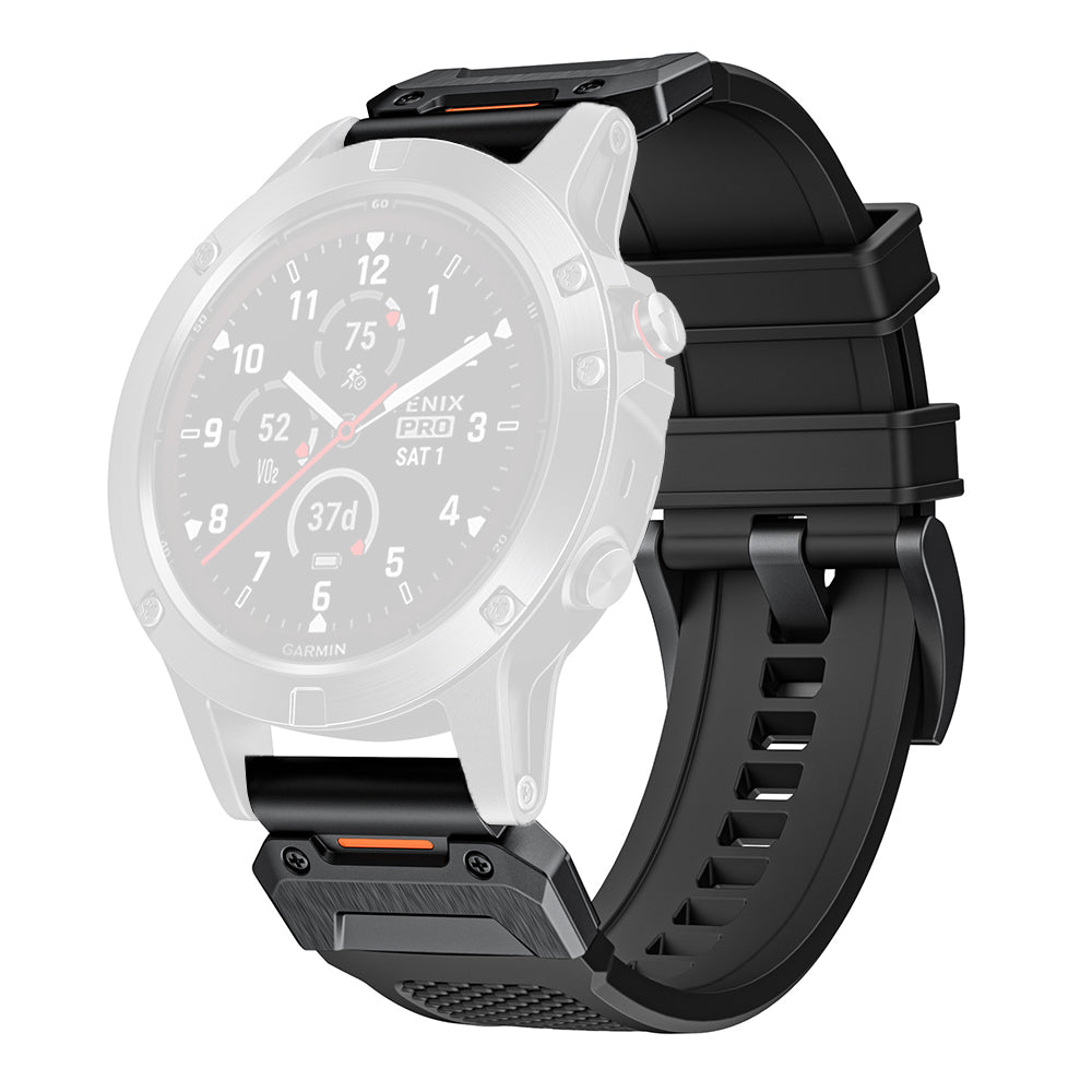 Curea smartwatch Techsuit Watchband QuickFit 22mm compatibil cu Garmin Fenix 5/6/7, Negru