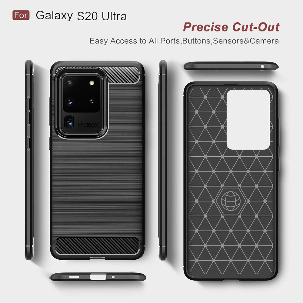 Husa de protectie Techsuit Carbon Silicone compatibil cu Samsung Galaxy S20 Ultra 4G / S20 Ultra 5G, Negru