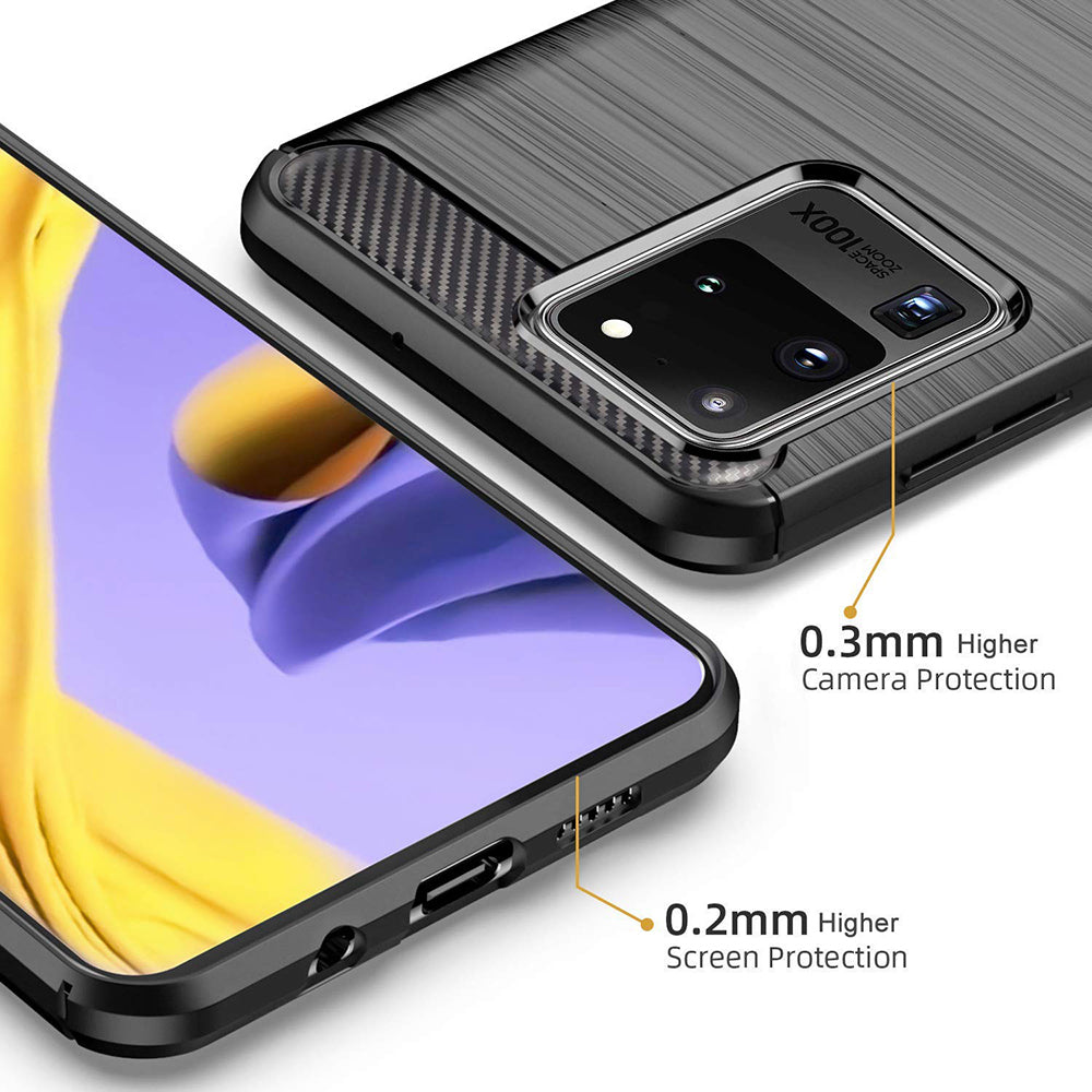Husa de protectie Techsuit Carbon Silicone compatibil cu Samsung Galaxy S20 Ultra 4G / S20 Ultra 5G, Negru