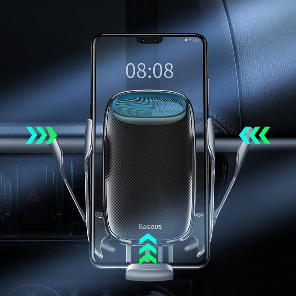 Suport Baseus with Wireless Charging Milky Way (WXHW02-01), for Air Vent, 15W, Negru